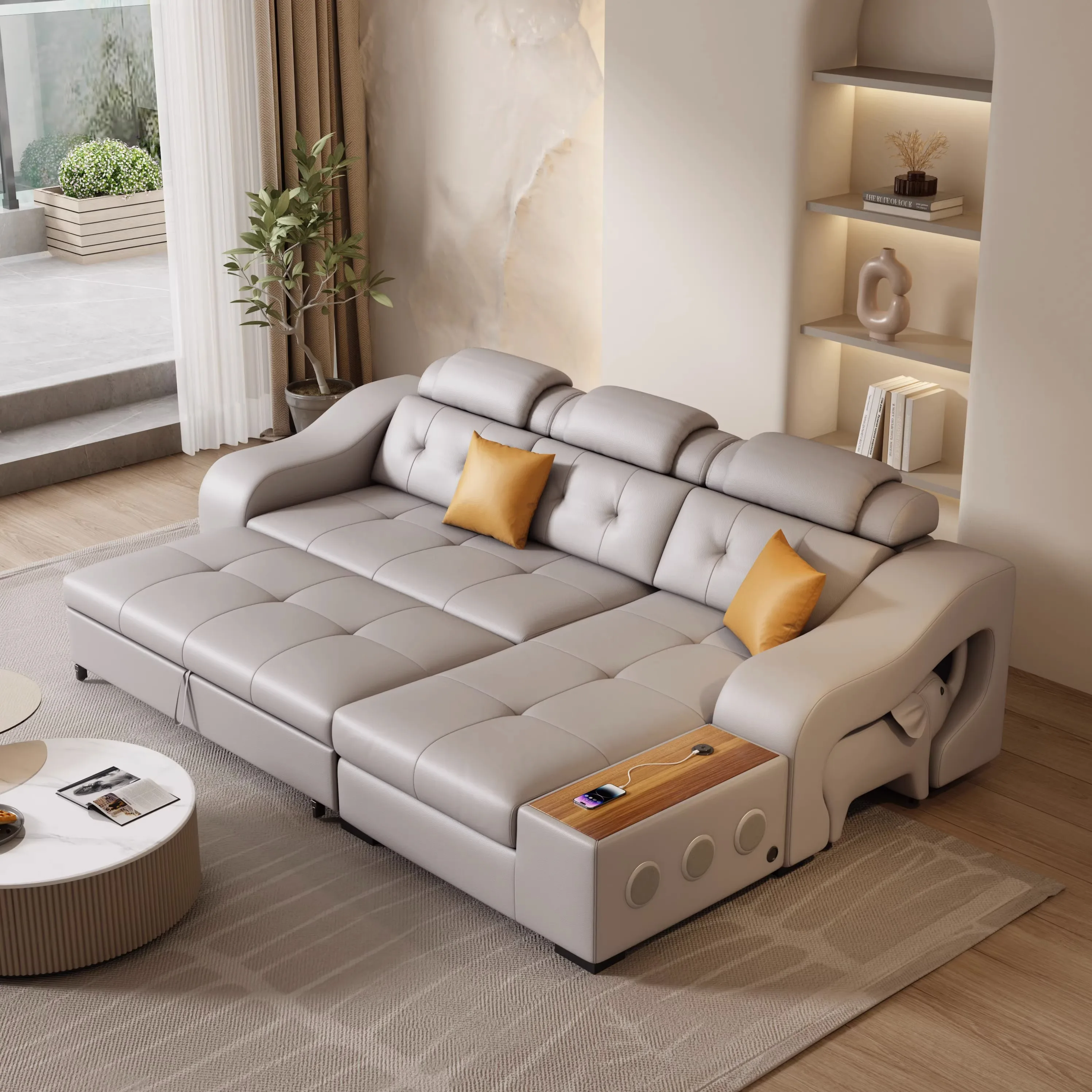 Modern Simple Dual-Use Leather Sofa Bed Multifunctional Charging Storage Speaker Foldable Extendable Pull-Out Bedroom Modular
Modern Simple Dual-Use Leather Sofa Bed Multifunctional Charging Storage Speaker Foldable Extendable Pull-Out Bedroom Modular