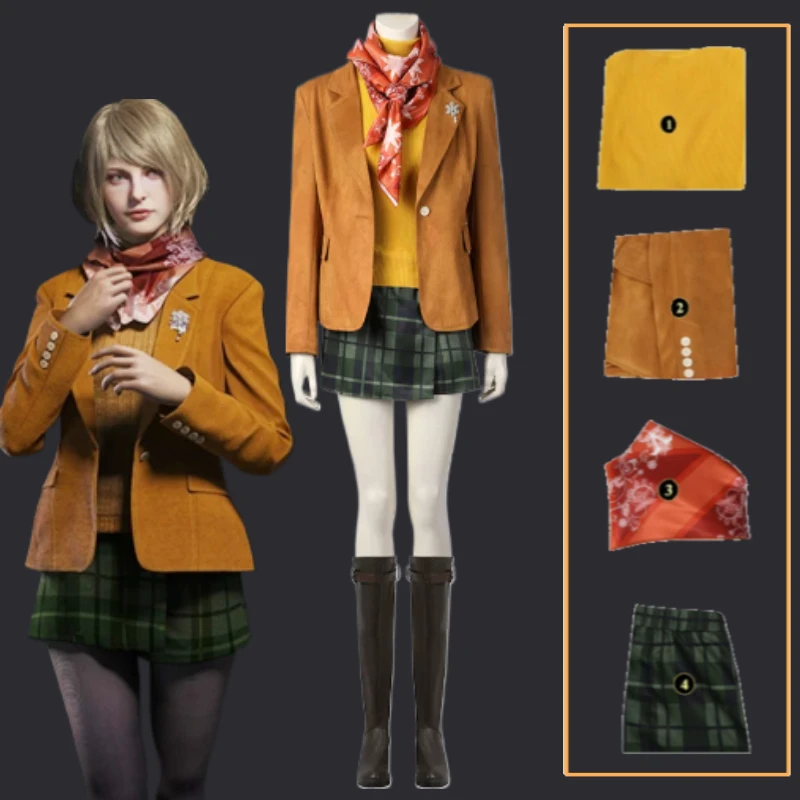 Ashley Graham RE4 Remake Cosplay Costume Cream Cable Knit Top Faux Leather Mini Skirt Thigh High Boots Set For Women Convention
Ashley Graham RE4 Remake Cosplay Costume Cream Cable Knit Top Faux Leather Mini Skirt Thigh High Boots Set For Women Convention
