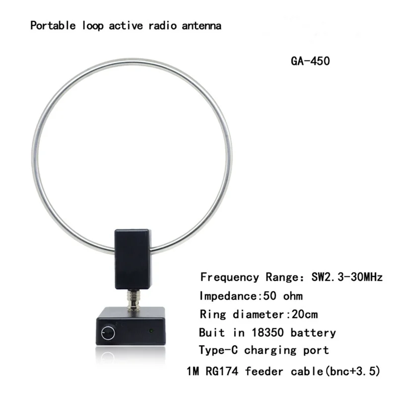 GA-450 Loop Antenna SDR Short Medium Wave Radio Antenna SW 2.30-30Mhz MW 522-1710Khz GA450 Easy Install
GA-450 Loop Antenna SDR Short Medium Wave Radio Antenna SW 2.30-30Mhz MW 522-1710Khz GA450 Easy Install