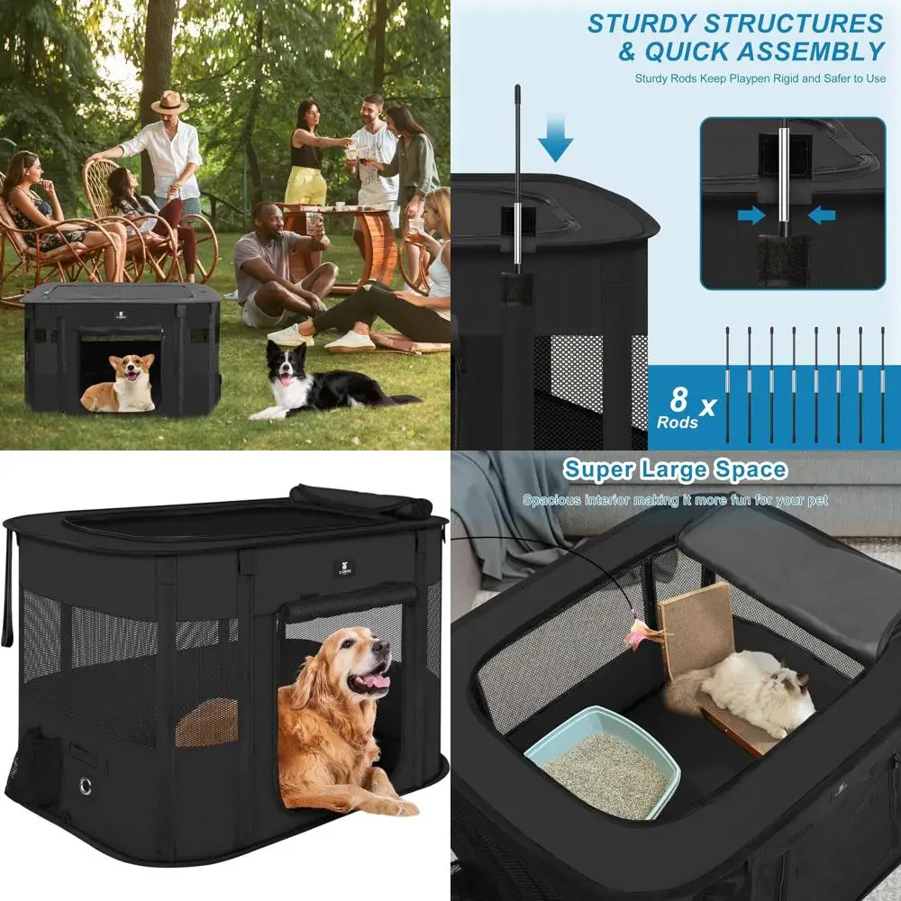 Medium Size Foldable Pet Playpen, Indoor/Outdoor Portable Dog and Cat Crate, Black 33
Medium Size Foldable Pet Playpen, Indoor/Outdoor Portable Dog and Cat Crate, Black 33