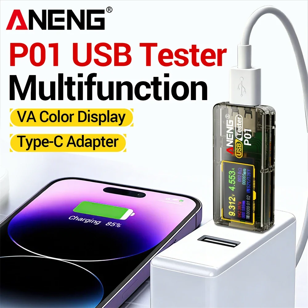 ANENG P01 Digital USB Tester Voltage Display 4-30V Multi-function Fast Charging Detector Monitor Voltage Current Capacity Tester
ANENG P01 Digital USB Tester Voltage Display 4-30V Multi-function Fast Charging Detector Monitor Voltage Current Capacity Tester