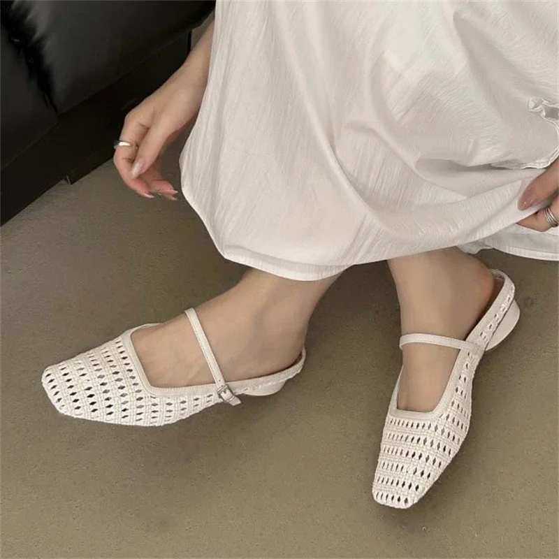 Women's White Woven Mesh Mary Jane Flats, Square Toe Hollow Out Buckle Strap Ballet Shoes,Breathable Casual Summer Footwear,Drop
Women's White Woven Mesh Mary Jane Flats, Square Toe Hollow Out Buckle Strap Ballet Shoes,Breathable Casual Summer Footwear,Drop