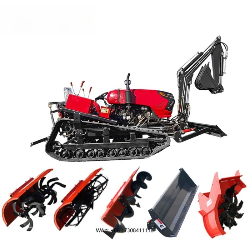 60HP 60 Horespower Mini Crawler Tractor with Grass Cutter / Front End Loader and Backhoe Attachment
60HP 60 Horespower Mini Crawler Tractor with Grass Cutter / Front End Loader and Backhoe Attachment