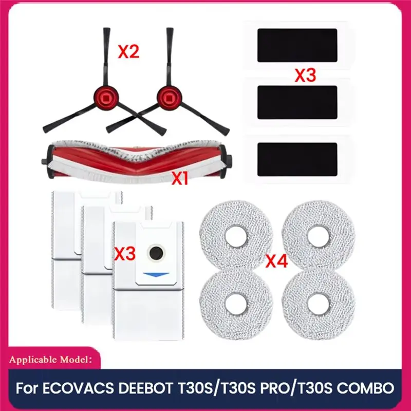 Запасные части AUAU для робота-пылесоса ECOVACS DEEBOT T30S/T30S PRO/T30S COMBO: основная и боковые щетки, фильтр, тряпка для уборки, мешок для сбора пыли.
Запасные части AUAU для робота-пылесоса ECOVACS DEEBOT T30S/T30S PRO/T30S COMBO: основная и боковые щетки, фильтр, тряпка для уборки, мешок для сбора пыли.
