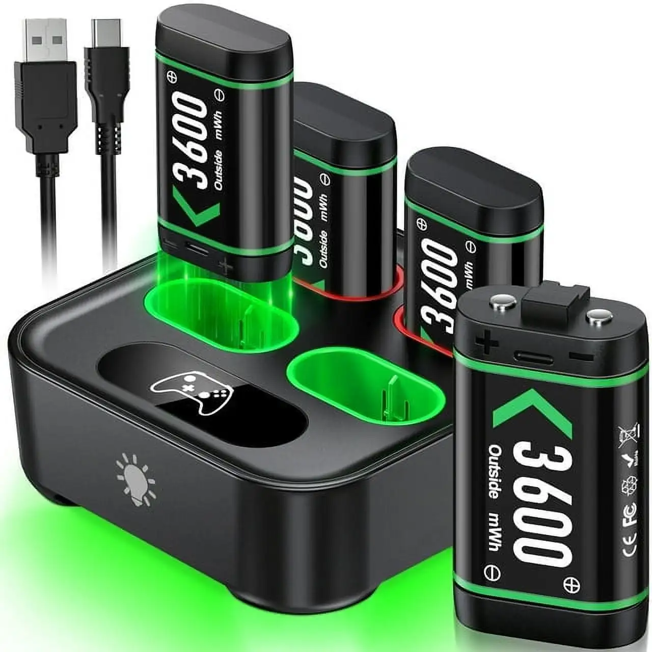Charger for Xbox Controller Battery Pack with 4x3600mWh Rechargeable Xbox One Battery,Charger Station for Xbox Series X|S
Charger for Xbox Controller Battery Pack with 4x3600mWh Rechargeable Xbox One Battery,Charger Station for Xbox Series X|S