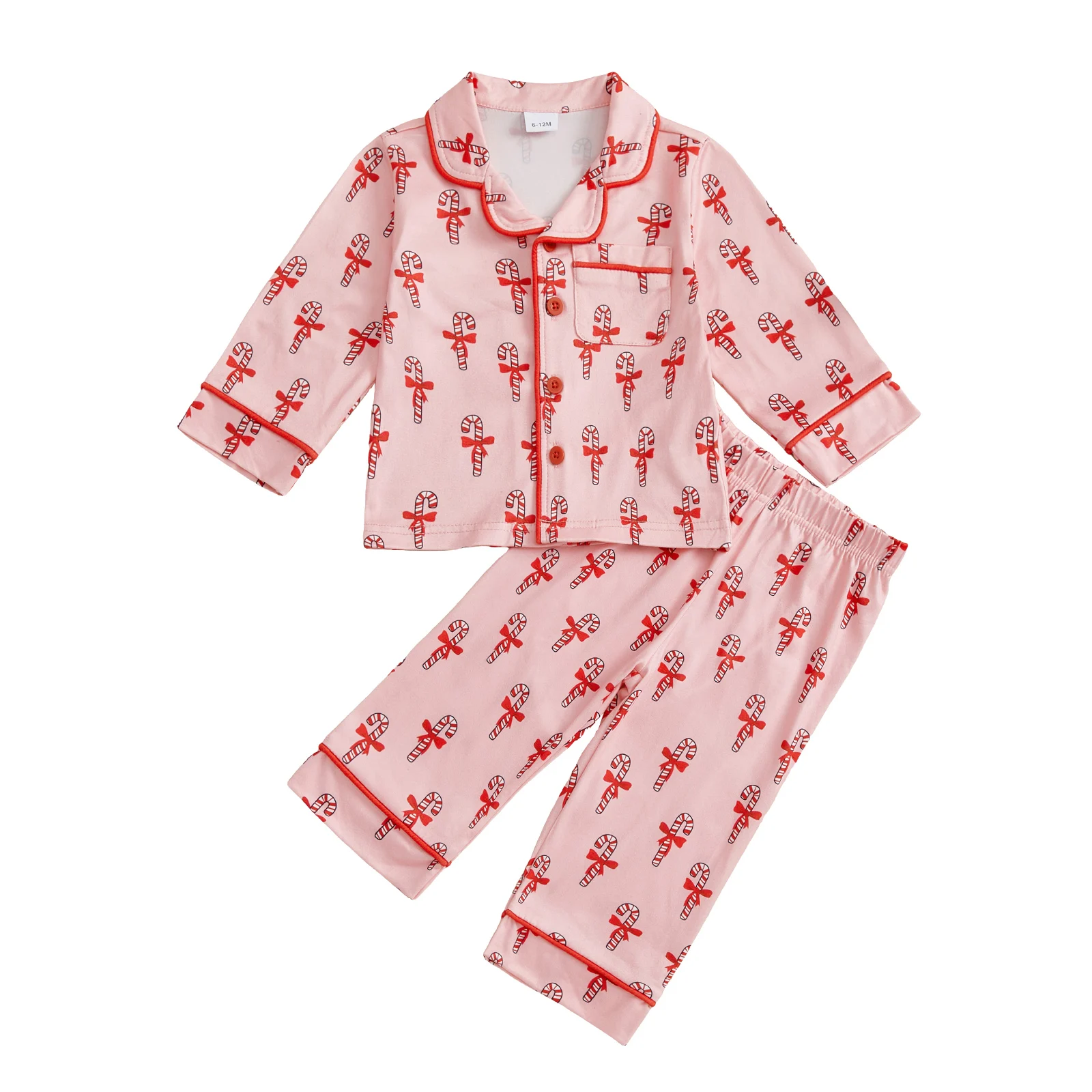 Toddler Baby Girl Christmas Pajama Set Bow Cane Print Button Down Lapel V Neck Long Sleeve Tops and Pants
Toddler Baby Girl Christmas Pajama Set Bow Cane Print Button Down Lapel V Neck Long Sleeve Tops and Pants