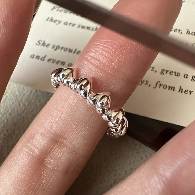 925 Sterling Silver Rings For Women Vintage Handmade Adjustable MINI Heart Ring Fashion Band Female Bijoux Gift
925 Sterling Silver Rings For Women Vintage Handmade Adjustable MINI Heart Ring Fashion Band Female Bijoux Gift