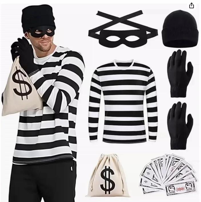 Thief Convict Cosplay Costume Classic Striped Shirts Long Sleeved Tops Halloween Costumes for Women Men Prisoner Fancy Costume
Thief Convict Cosplay Costume Classic Striped Shirts Long Sleeved Tops Halloween Costumes for Women Men Prisoner Fancy Costume