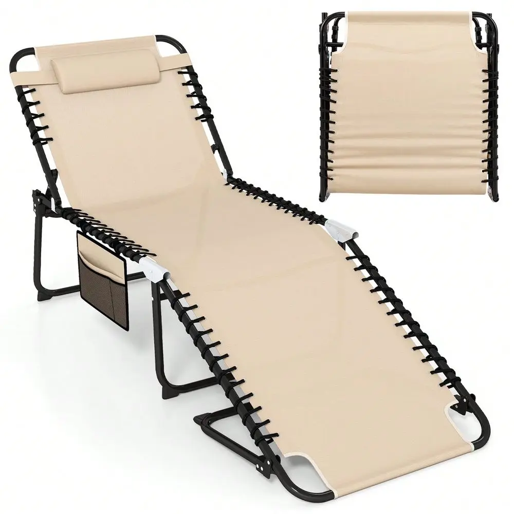 Folding Chaise Lounge W Adjustable Backrest Detachable Pillow Pocket
Folding Chaise Lounge W Adjustable Backrest Detachable Pillow Pocket