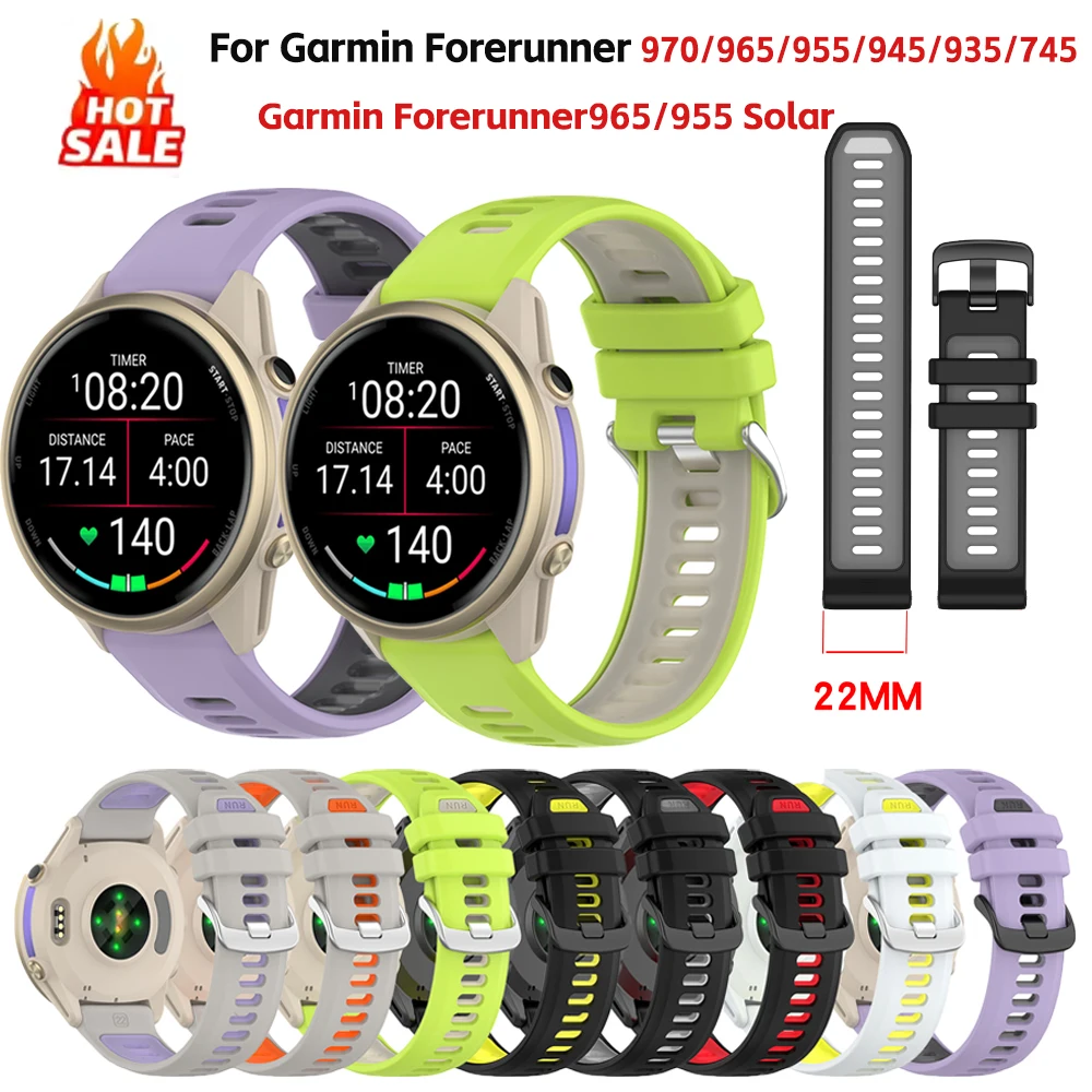 Ремешок для часов 22 мм для Garmin Forerunner 970 965 955 945 935 745, спортивный браслет для Forerunner 965/955, замена солнечного ремешка 
Ремешок для часов 22 мм для Garmin Forerunner 970 965 955 945 935 745, спортивный браслет для Forerunner 965/955, замена солнечного ремешка