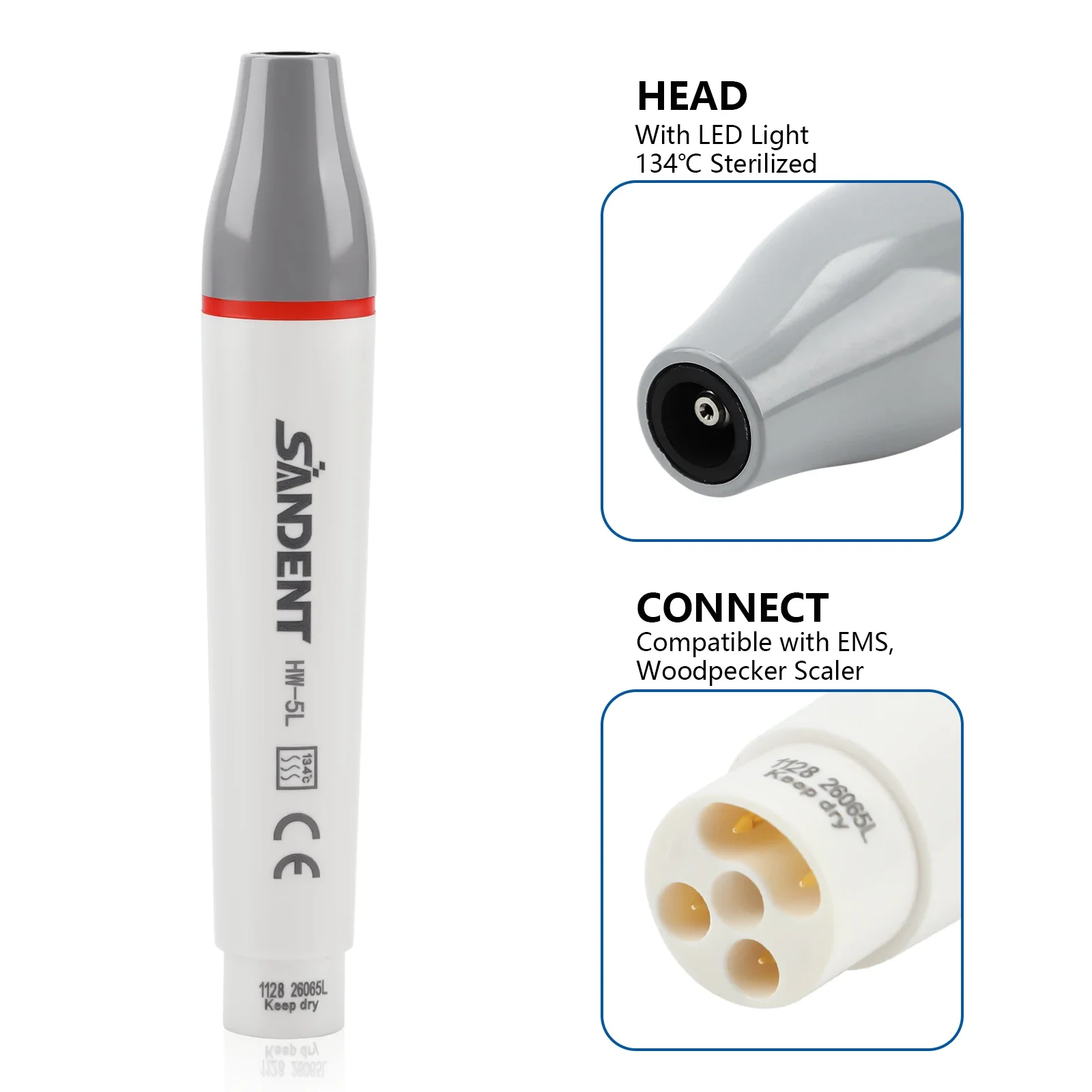 SANDENT Dental LED Ultrasonic Piezo Scaler Handpiece with Light Autoclavable Compatible with WOODPECKER/EMS Replacement Handle
SANDENT Dental LED Ultrasonic Piezo Scaler Handpiece with Light Autoclavable Compatible with WOODPECKER/EMS Replacement Handle