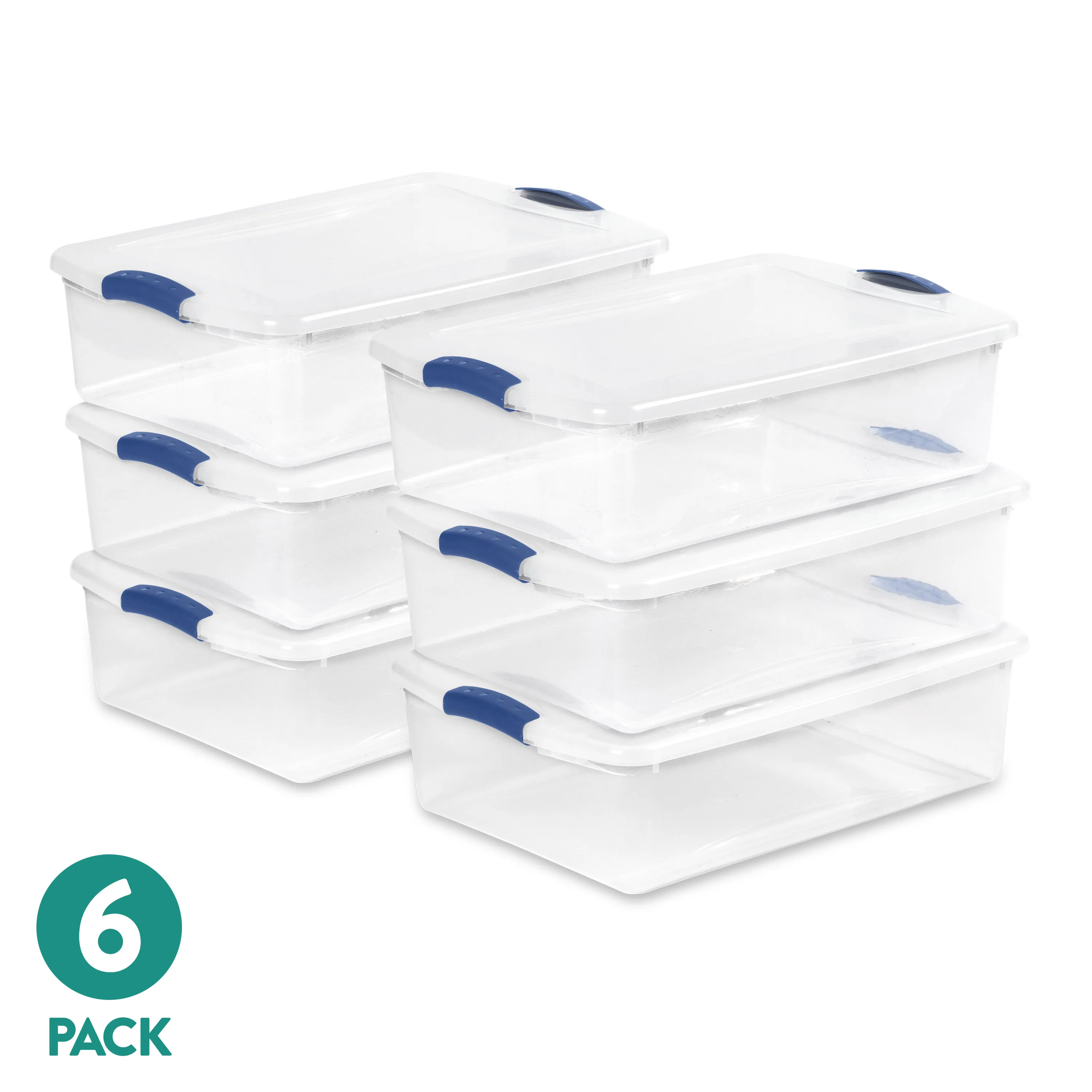 Latching Storage Bin 32 Quart Clear Plastic Container with Secure Lid Blue Set of Six
Latching Storage Bin 32 Quart Clear Plastic Container with Secure Lid Blue Set of Six