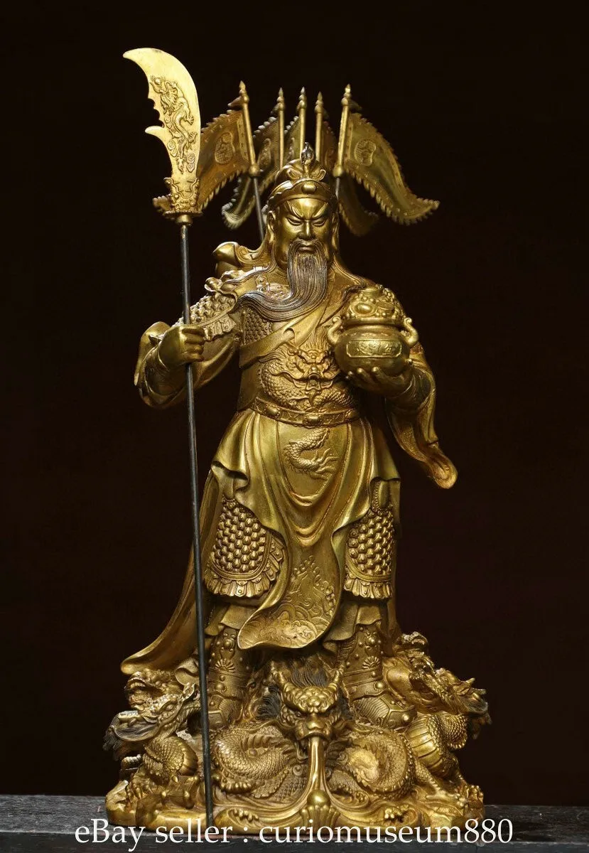 16.8 inch vintage Chinese bronze gold-plated bracket 9 Longguan Gong Guanyu ordinary statue -
16.8 inch vintage Chinese bronze gold-plated bracket 9 Longguan Gong Guanyu ordinary statue -