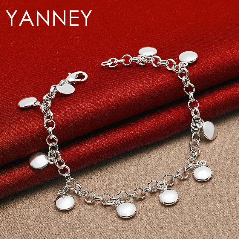 New 925 Sterling Silver Women's 8 Inches Charm Round Beads Bracelet For Fashion Wedding Party Engagement Gift Jewelry
New 925 Sterling Silver Women's 8 Inches Charm Round Beads Bracelet For Fashion Wedding Party Engagement Gift Jewelry