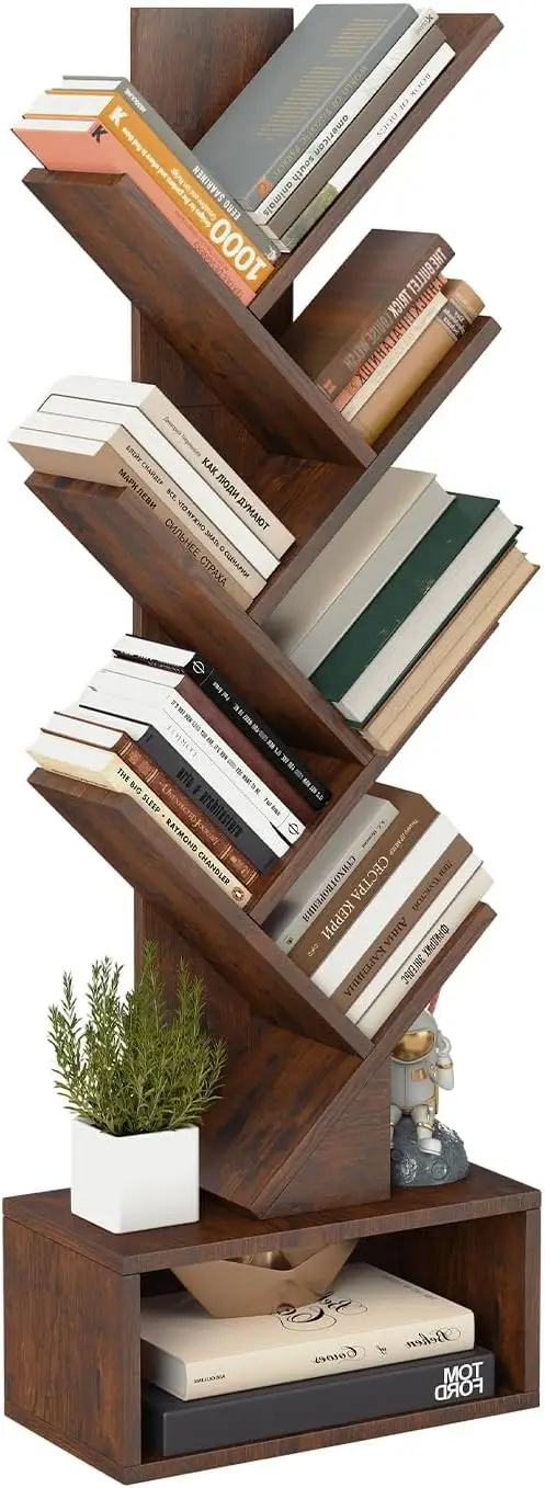 7 Tier Tree Bookshelf, Rustic Brown Floor Standing Bookcase with Storage Cabinet, Tall Narrow Bookshelves Organizer for
7 Tier Tree Bookshelf, Rustic Brown Floor Standing Bookcase with Storage Cabinet, Tall Narrow Bookshelves Organizer for