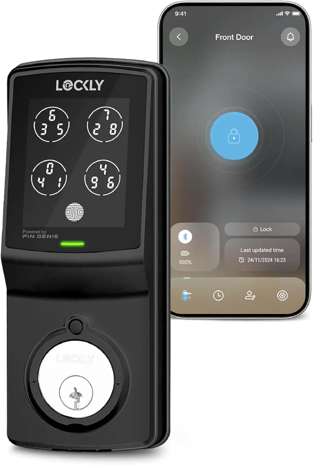 Smart Door Lock with PIN Genie Keypad, Bluetooth, Voice Control & Auto Lock for Front Door Security
Smart Door Lock with PIN Genie Keypad, Bluetooth, Voice Control & Auto Lock for Front Door Security