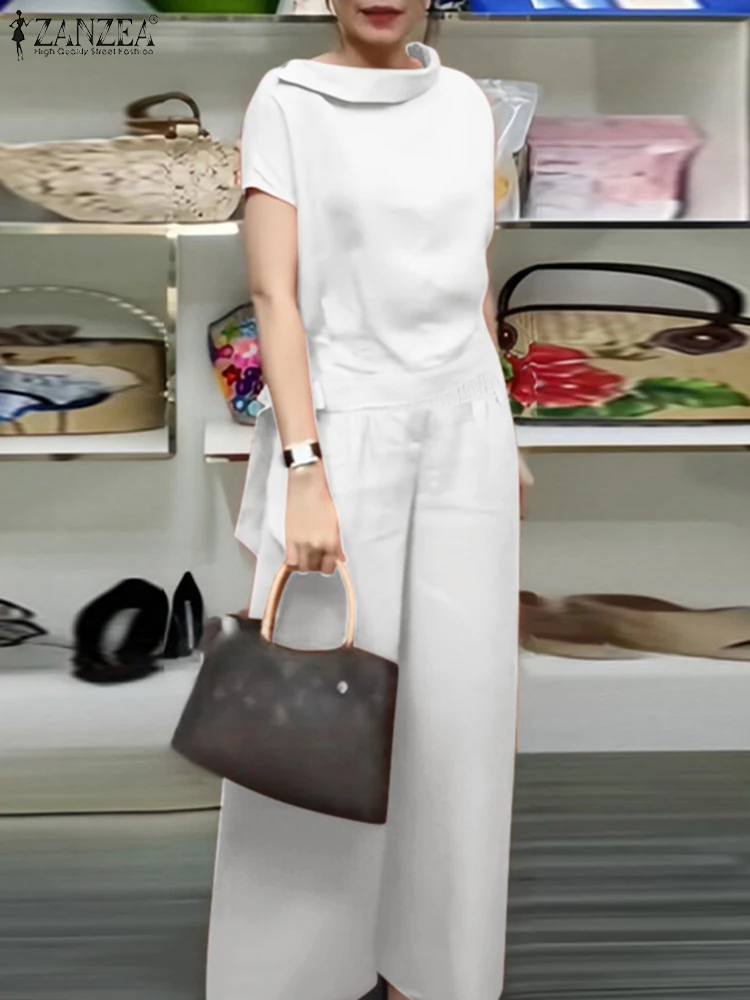 ZANZEA 2PCS Women Summer Pant Sets Fashion Work OL Tracksuits Matching Sets Casual Short Sleeve Blouse Loose Trousers Suit 2025
ZANZEA 2PCS Women Summer Pant Sets Fashion Work OL Tracksuits Matching Sets Casual Short Sleeve Blouse Loose Trousers Suit 2025