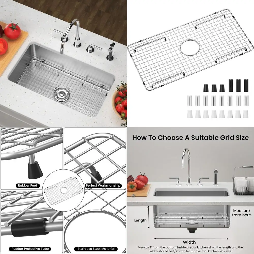 Kitchen Sink Grid, 29.5 x 15.6, Centered Drain, 3/8 Radius, Protector or Single Bowl
Kitchen Sink Grid, 29.5 x 15.6, Centered Drain, 3/8 Radius, Protector or Single Bowl