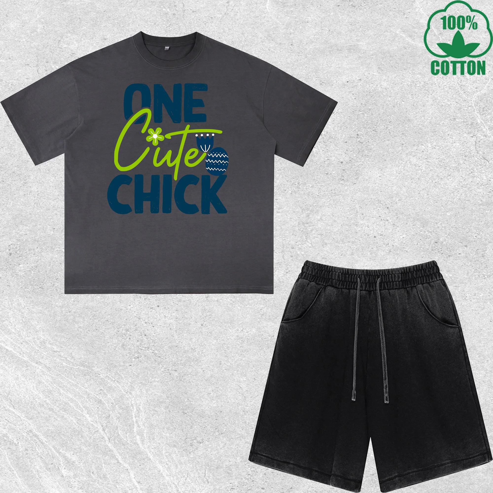 One Cute Chick Printed Dirty Wash T-Shirt Shorts Set Multicolor Combo Loose Trendy Fashionable 100%Cotton Short Value Pack
One Cute Chick Printed Dirty Wash T-Shirt Shorts Set Multicolor Combo Loose Trendy Fashionable 100%Cotton Short Value Pack