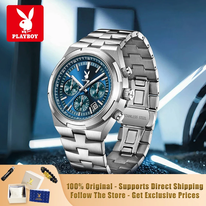 PLAYBOY 3111 Brand Original Authentic Chronograph Calendar Multifunctional Luminous Stainless Steel Strap Men's Quartz Watch
PLAYBOY 3111 Brand Original Authentic Chronograph Calendar Multifunctional Luminous Stainless Steel Strap Men's Quartz Watch