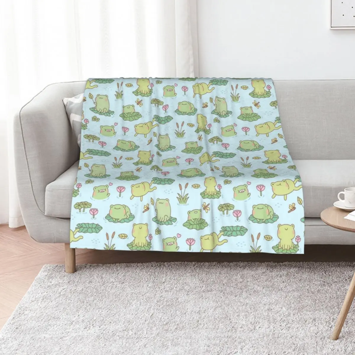 Cute Frogs and Dragonflies Pond Pattern Throw Blanket Travel Size Cozy Blanket for Plane Train
Cute Frogs and Dragonflies Pond Pattern Throw Blanket Travel Size Cozy Blanket for Plane Train