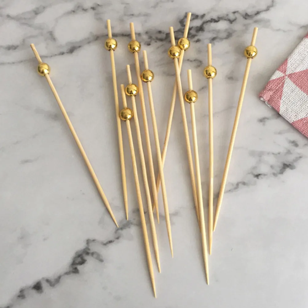 100Pcs Cocktail Picks 12Cm Elegant Golden Pearl Beads Fruit Toothpicks for Bar Parties Ktv Clubs Home
100Pcs Cocktail Picks 12Cm Elegant Golden Pearl Beads Fruit Toothpicks for Bar Parties Ktv Clubs Home