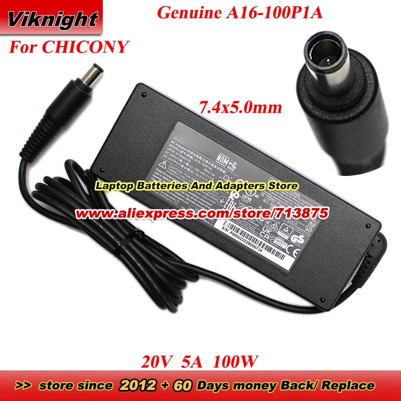 Genuine A16-100P1A AC Adapter 20V 5A 100W A100A010L REV 04 Power Supply with 7.4x5.0mm Tip Charger
Genuine A16-100P1A AC Adapter 20V 5A 100W A100A010L REV 04 Power Supply with 7.4x5.0mm Tip Charger