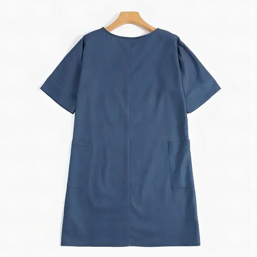 Women Solid Color Dress Vintage Straight Dress with Pockets Women's Casual O-neck Half Sleeve Mini Dress in Solid Colors Loose
Women Solid Color Dress Vintage Straight Dress with Pockets Women's Casual O-neck Half Sleeve Mini Dress in Solid Colors Loose