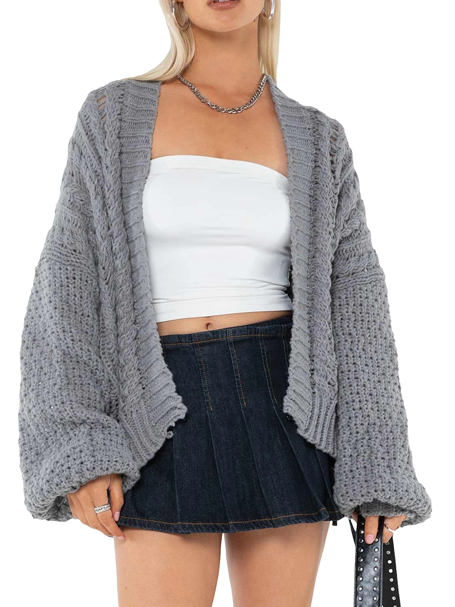 Women Cable Cardigan Grey Sweater V Neck Knit Crop Cardigan Fashion Solid Color Oversized Jumper Aesthetic Clothes Cardigan
Women Cable Cardigan Grey Sweater V Neck Knit Crop Cardigan Fashion Solid Color Oversized Jumper Aesthetic Clothes Cardigan