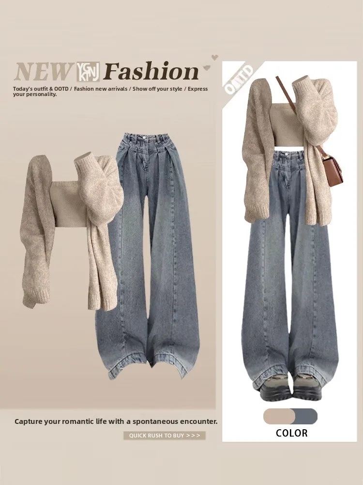 Ч � Осенне-зимний корейский комплект футболок с мелангом Long Sve V Ne, джинсовый джинсовый свитер и укороченный топ, повседневная мода
Ч � Осенне-зимний корейский комплект футболок с мелангом Long Sve V Ne, джинсовый джинсовый свитер и укороченный топ, повседневная мода