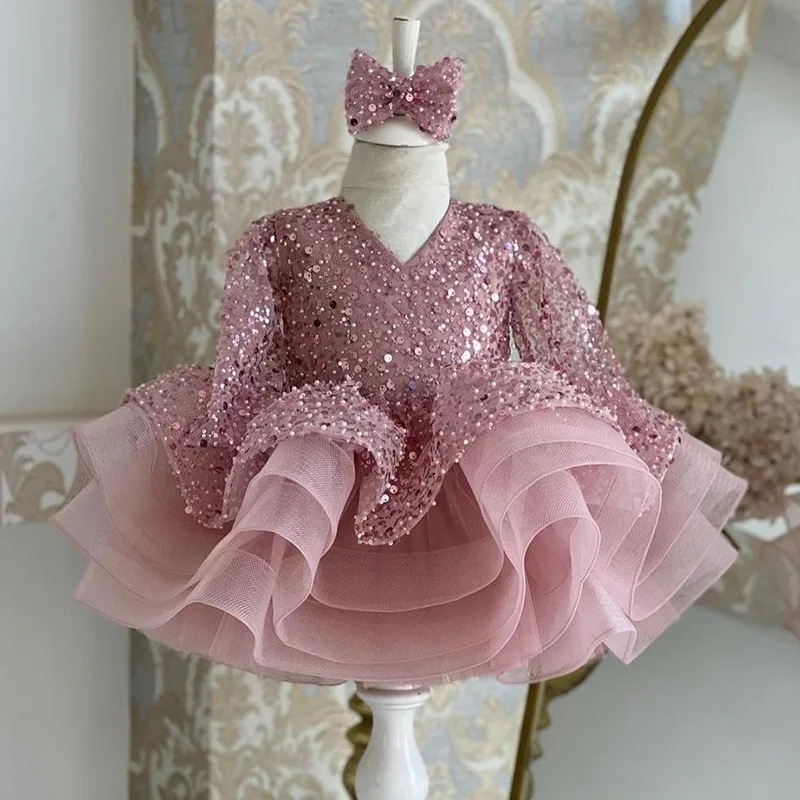 Girls' Pink Sequined Princess Dress - Long Sleeve Puffy Tulle Formal Gown for Kids Special Occasions Girls Sequin Dress For Kids
Girls' Pink Sequined Princess Dress - Long Sleeve Puffy Tulle Formal Gown for Kids Special Occasions Girls Sequin Dress For Kids