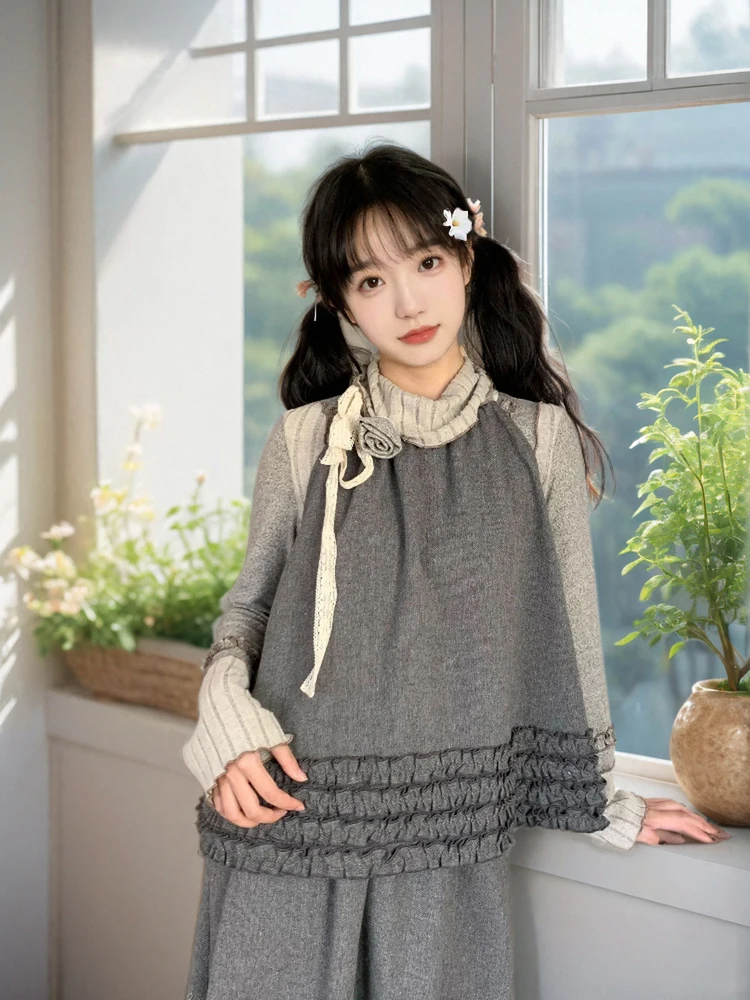 Retro Floral Tulle Halter Vest Top Women's Fashion Set Three-Piece Autumn Winter Warm Polyester High Waist Skirt Set
Retro Floral Tulle Halter Vest Top Women's Fashion Set Three-Piece Autumn Winter Warm Polyester High Waist Skirt Set