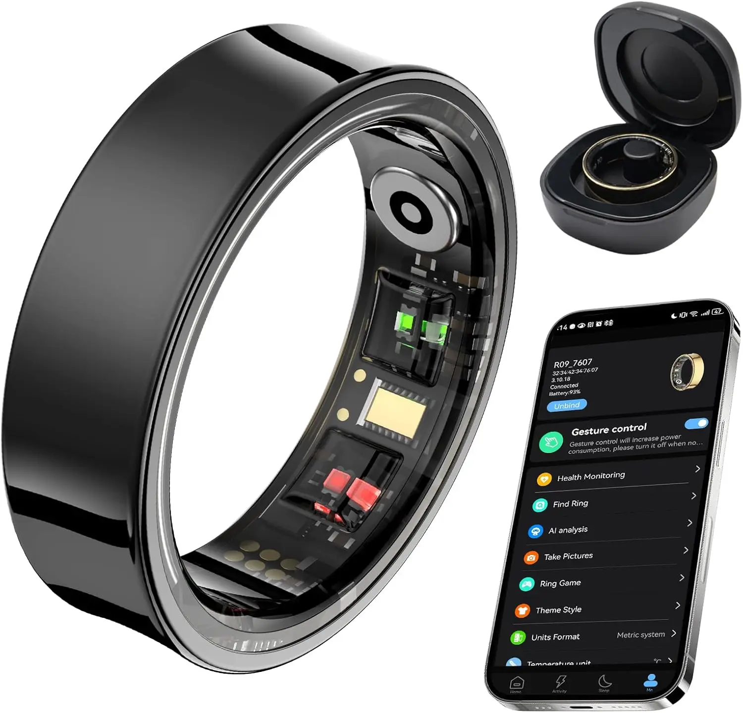 Smart Fitness Ring: Heart Rate, Blood Oxygen, Sleep Monitor, IP68 Waterproof for iPhone & Android
Smart Fitness Ring: Heart Rate, Blood Oxygen, Sleep Monitor, IP68 Waterproof for iPhone & Android
