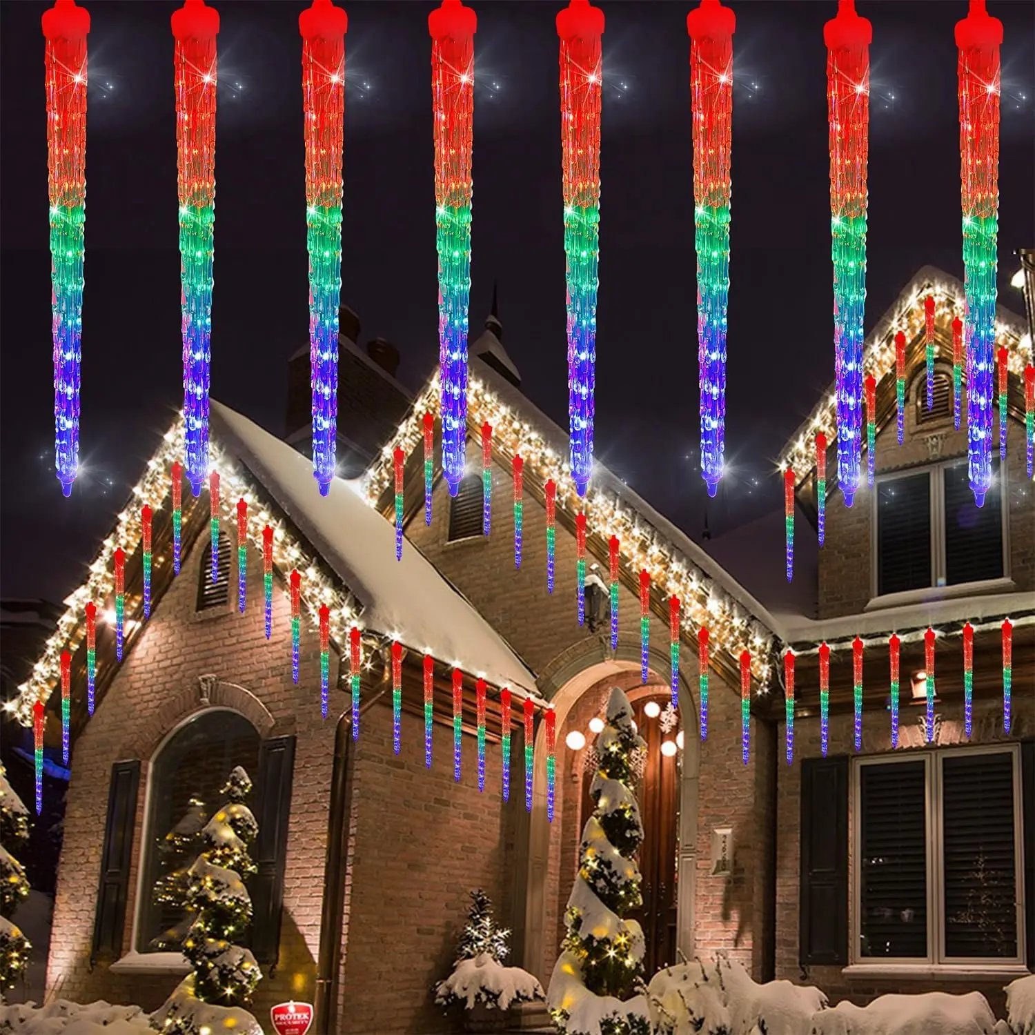 16 Icicles 384 LED Meteor Shower Lights, 12" Multicolor Raindrop Christmas Decor, Connectable
16 Icicles 384 LED Meteor Shower Lights, 12" Multicolor Raindrop Christmas Decor, Connectable