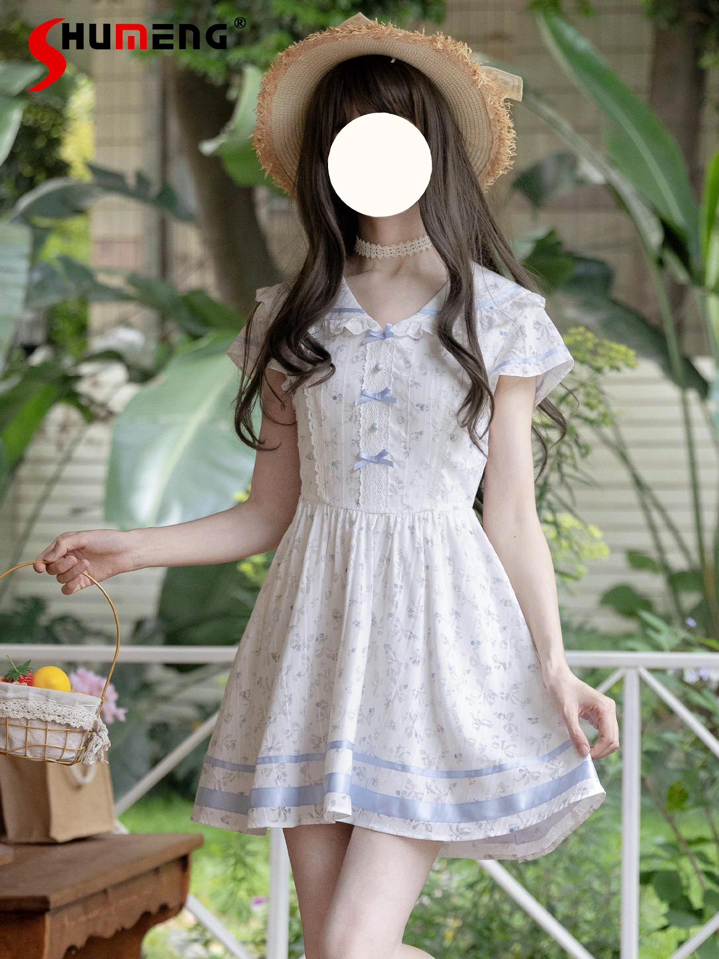 Original Japanese Gentle Sweet Summer Dresses Doll Collar Short Sleeve Bow Floral Print High Waist Slim A-line Short Mini Women
Original Japanese Gentle Sweet Summer Dresses Doll Collar Short Sleeve Bow Floral Print High Waist Slim A-line Short Mini Women