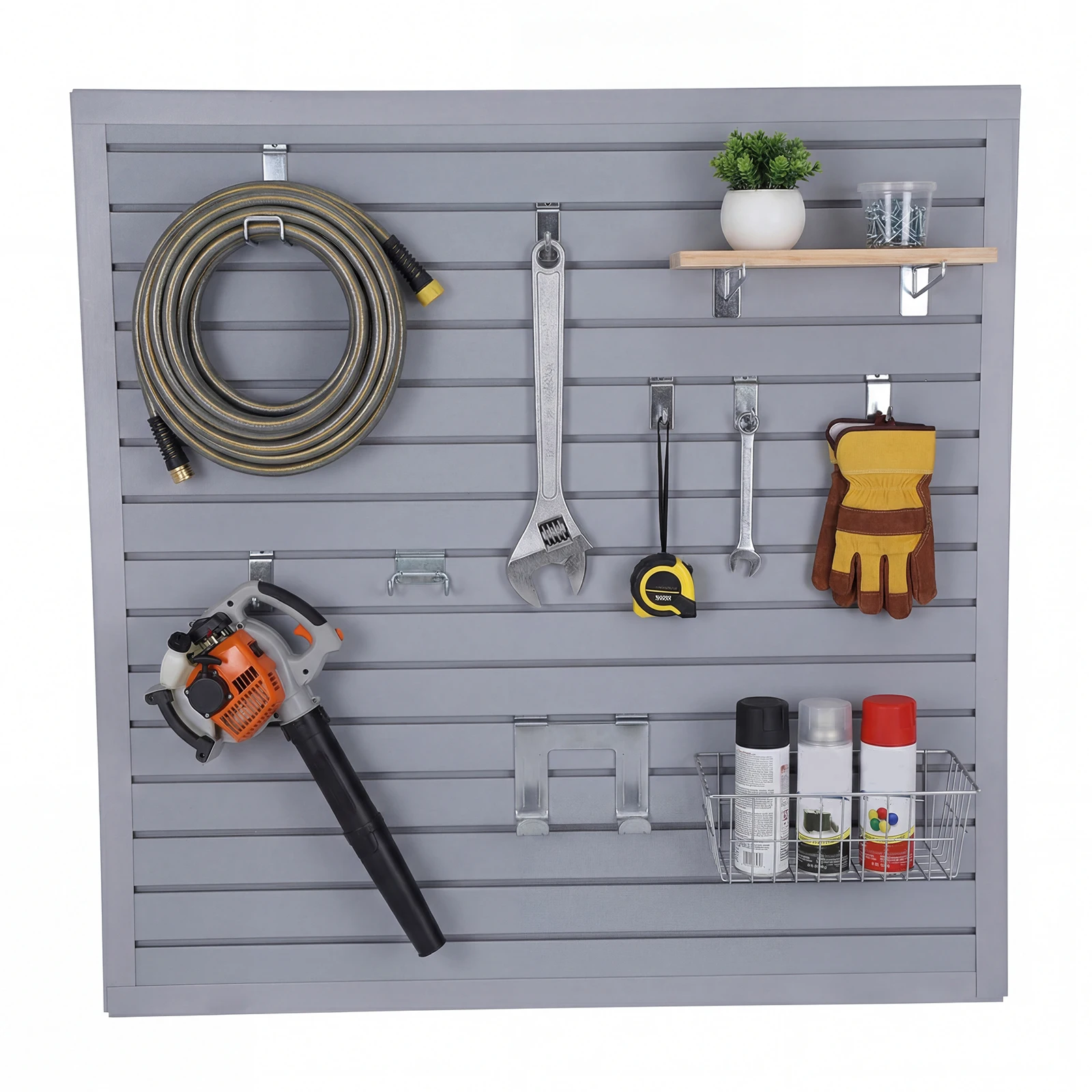 4x1 FT Interlocking Slat Wall Paneling Wall Mounted PVC Wall Panel Slat Board PVC Wall Panels for Garage Storage & Organizer
4x1 FT Interlocking Slat Wall Paneling Wall Mounted PVC Wall Panel Slat Board PVC Wall Panels for Garage Storage & Organizer