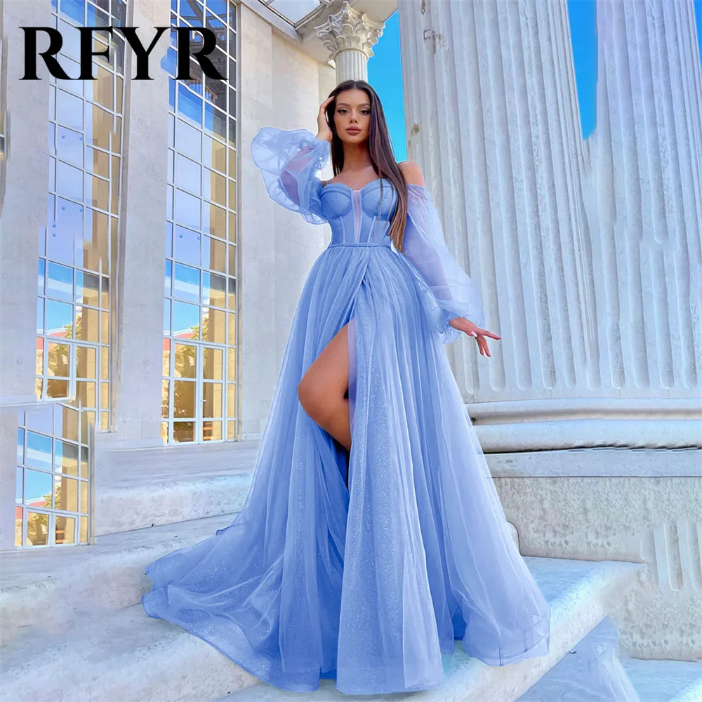 RFYR Light Blue Prom Dresses Off the Shoulder Full Sleeves Evening Dress Sweetheart Side Split Evening Gown Lace Up Back 프롬 드레스
RFYR Light Blue Prom Dresses Off the Shoulder Full Sleeves Evening Dress Sweetheart Side Split Evening Gown Lace Up Back 프롬 드레스