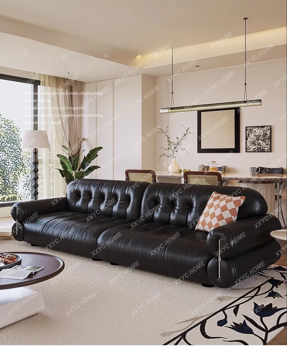 HH sofa brown sugar cloud antique living room retro first layer cowhide straight row sofa
HH sofa brown sugar cloud antique living room retro first layer cowhide straight row sofa