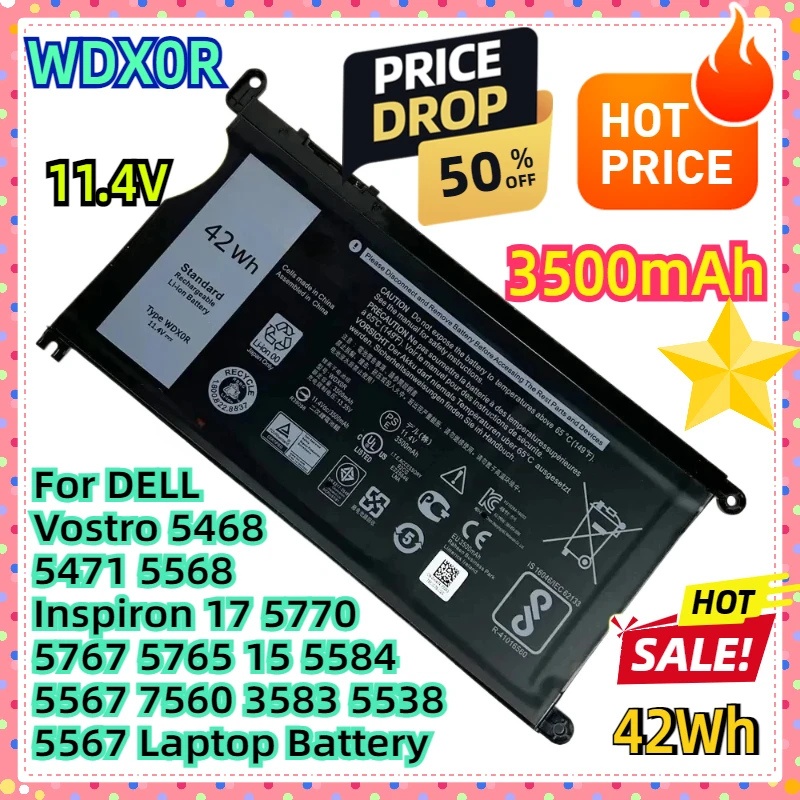 For DELL Vostro 5468 5471 5568 Inspiron 17 5770 5767 5765 15 5584 5567 7560 3583 5538 5567 WDX0R Laptop Battery
For DELL Vostro 5468 5471 5568 Inspiron 17 5770 5767 5765 15 5584 5567 7560 3583 5538 5567 WDX0R Laptop Battery