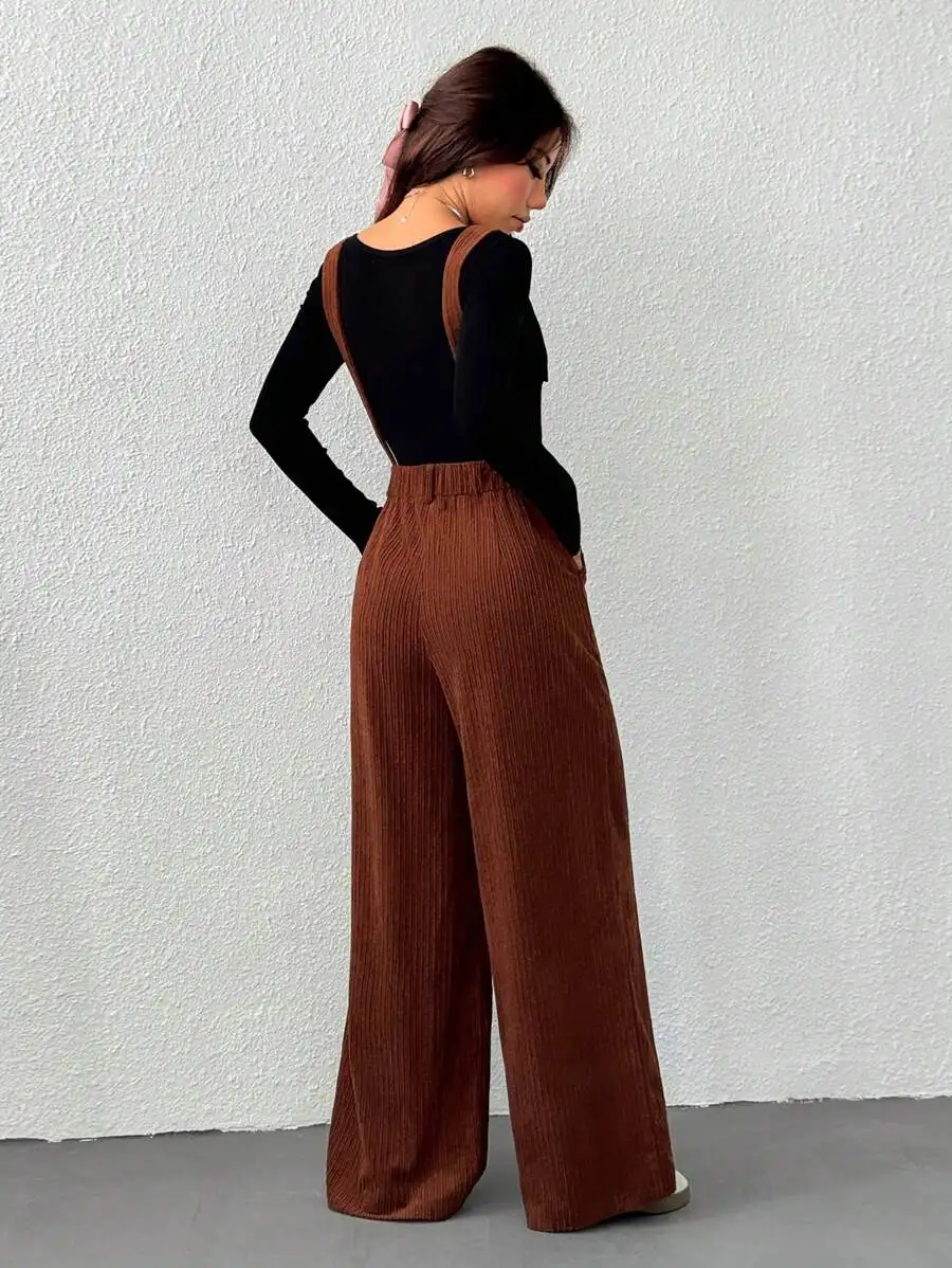 Womens Solid Color Minimalist Casual Corduroy Jumpsuit With Suspenders
Womens Solid Color Minimalist Casual Corduroy Jumpsuit With Suspenders