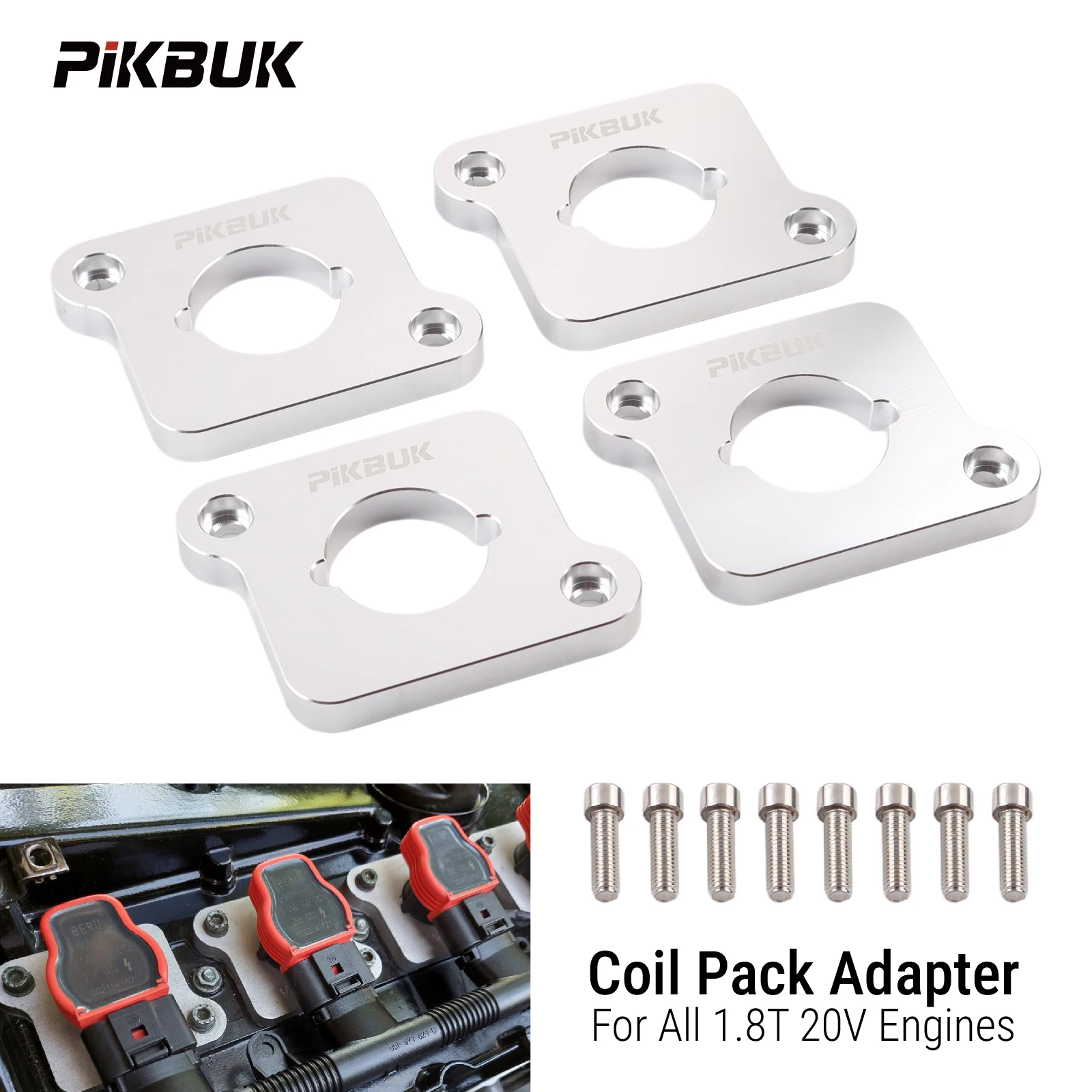 PIKBUK 4 Pcs Aluminum Coilpack Adapter Plates Billet For Audi A3 S3 R8/TFSI ignition coils 8LGolf TT RS4 S4 B5 1.8T 20V engines
PIKBUK 4 Pcs Aluminum Coilpack Adapter Plates Billet For Audi A3 S3 R8/TFSI ignition coils 8LGolf TT RS4 S4 B5 1.8T 20V engines