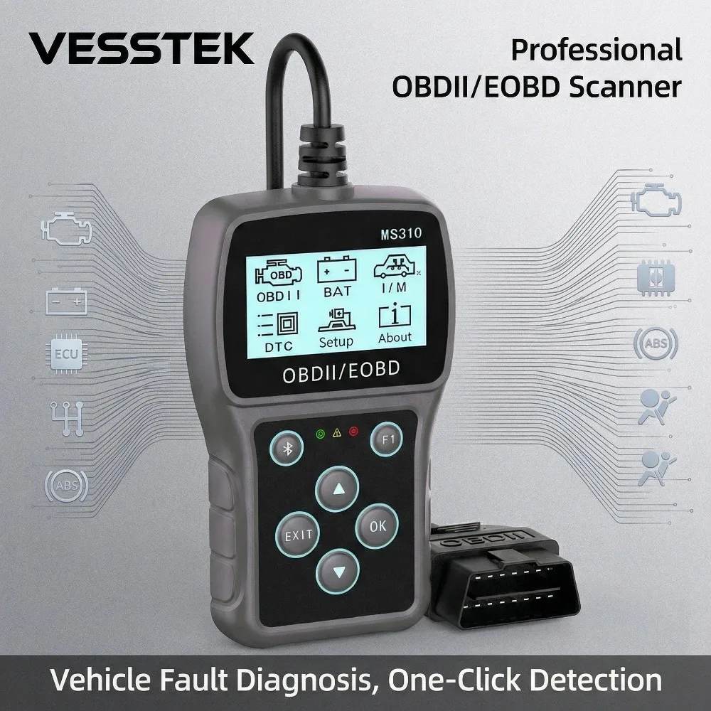 VESSTEK Multi-language OBD2 Scanner MS310 Car Diagnostic Scan Tool Check Engine Fault Code Reader Clear Erase Codes
VESSTEK Multi-language OBD2 Scanner MS310 Car Diagnostic Scan Tool Check Engine Fault Code Reader Clear Erase Codes