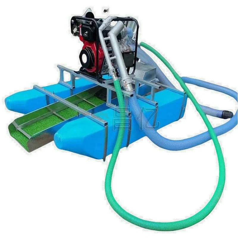 Small siphon gold panning boat, powered gold washing chute, river sand pumping
Small siphon gold panning boat, powered gold washing chute, river sand pumping