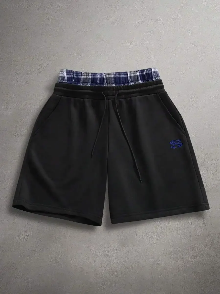 Mens Casual Plaid Patchwork Shorts With Drawstring Waist Black Athletic Streetwear
Mens Casual Plaid Patchwork Shorts With Drawstring Waist Black Athletic Streetwear