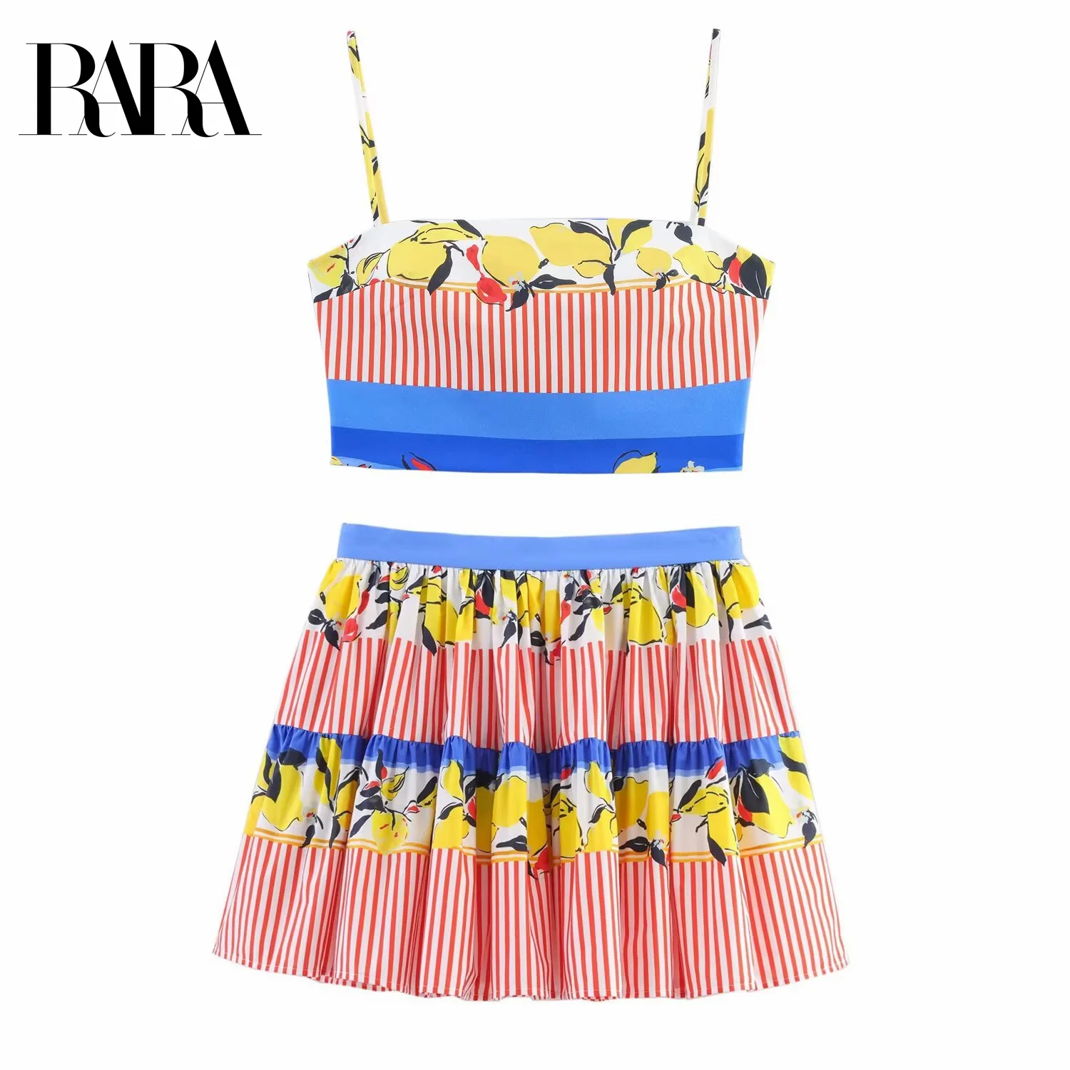RARA2025 Women's Summer New Contrast Color Lemon Printed Short Halter Top and Contrast Color Lemon Printed Short Pleated Skirt
RARA2025 Women's Summer New Contrast Color Lemon Printed Short Halter Top and Contrast Color Lemon Printed Short Pleated Skirt
