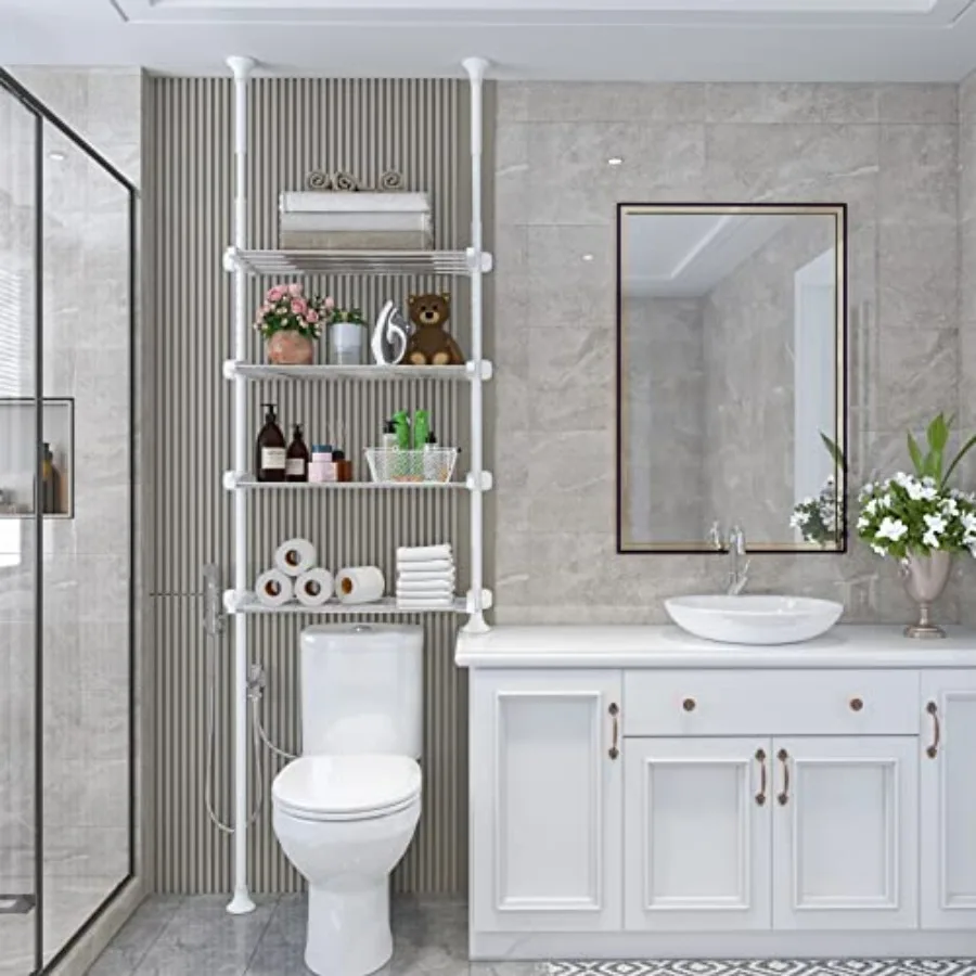 Over-the-Toilet Storage:97 to116" Adjustable 4-Tier Bathroom Organizer Over The Toilet Storage Shelf for Small Rooms Narrow Cab
Over-the-Toilet Storage:97 to116" Adjustable 4-Tier Bathroom Organizer Over The Toilet Storage Shelf for Small Rooms Narrow Cab