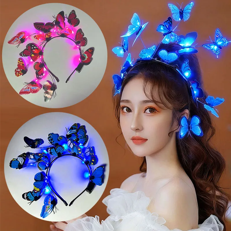 Glowing Butterfly Headband luminous Butterfly Hair Hoop Colorful light Headpiece for Wedding Birthday gift glow headwear
Glowing Butterfly Headband luminous Butterfly Hair Hoop Colorful light Headpiece for Wedding Birthday gift glow headwear