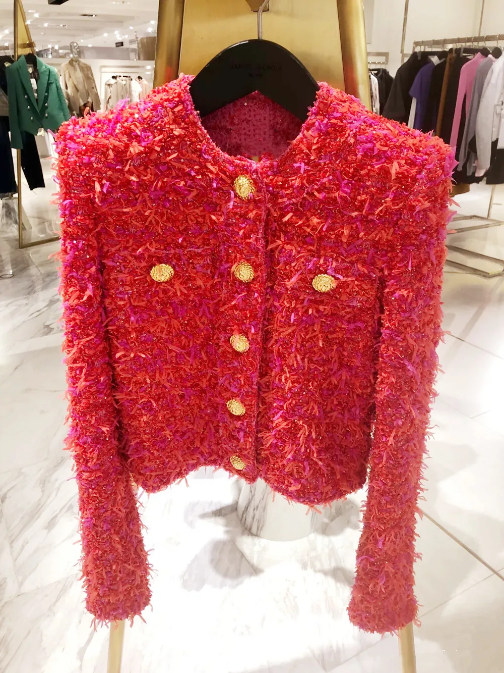 High-End Version Parisian Luxury Heavy Gold Bule Sweet Red Woven Tweed Jaet Women's Top Faion Ele Straight Cut Long...
High-End Version Parisian Luxury Heavy Gold Bule Sweet Red Woven Tweed Jaet Women's Top Faion Ele Straight Cut Long...