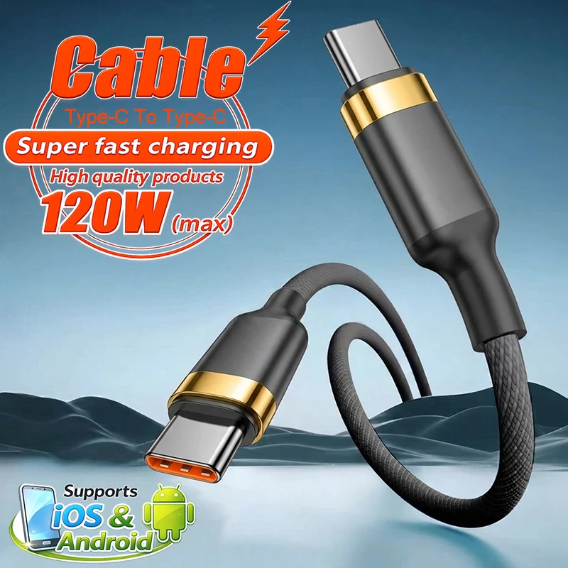Original 120W Type C Fast Charging Cable For Xiaomi iPhone 15 16 17 Pro Max Samsung S25 S24 Usb C To Type C Mobile Phone Cables
Original 120W Type C Fast Charging Cable For Xiaomi iPhone 15 16 17 Pro Max Samsung S25 S24 Usb C To Type C Mobile Phone Cables