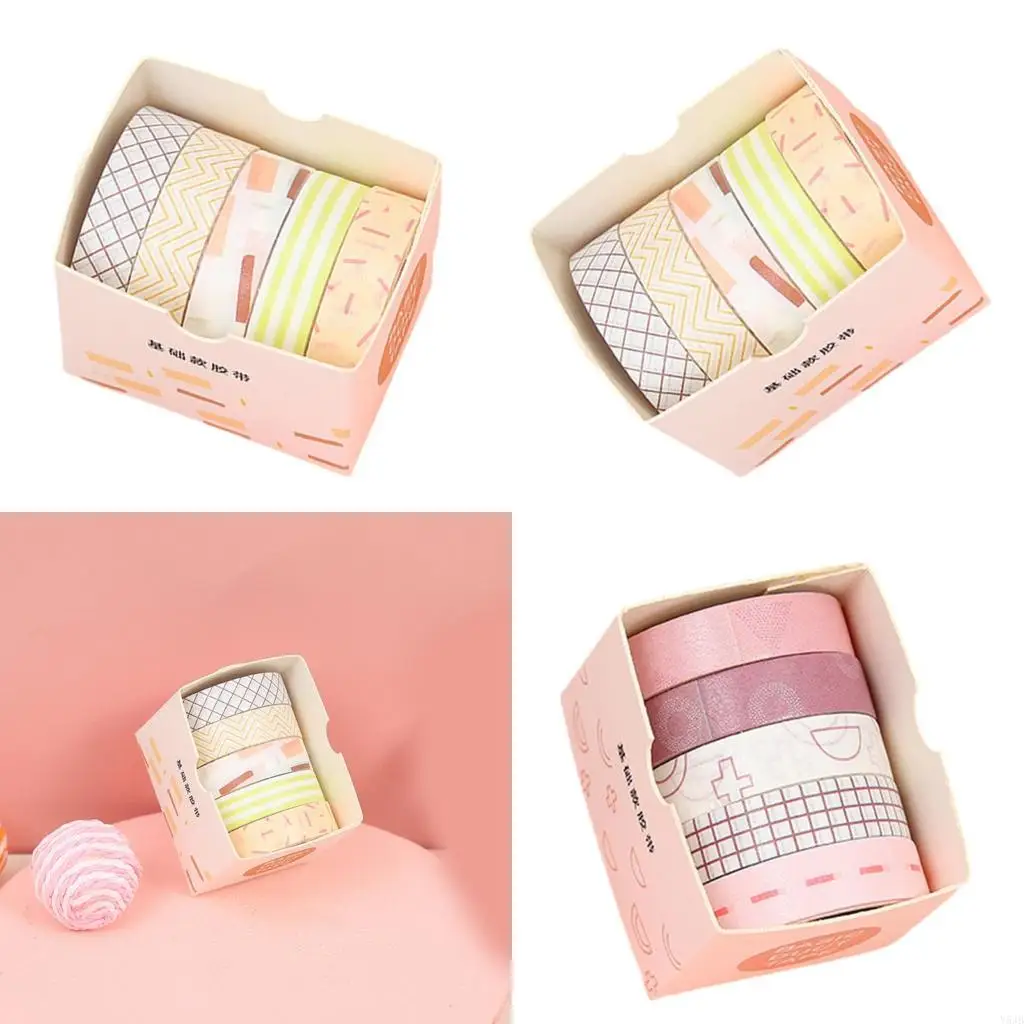 Y5JB 5Rolls Aesthetic Scrapbooking Tape Set Decorative Tape for Journal Wrapping
Y5JB 5Rolls Aesthetic Scrapbooking Tape Set Decorative Tape for Journal Wrapping